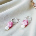 Rose Swirl & Pearl Hoops